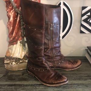 Liberty Black Distressed Leather Boots